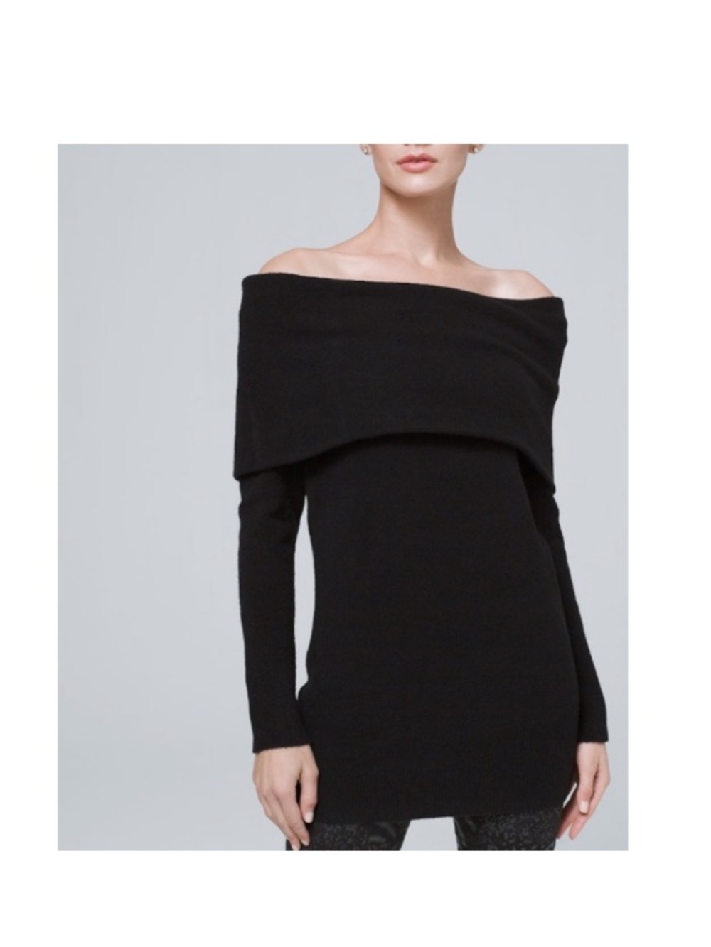 White House Black Market LS OTS Fold over Tunic